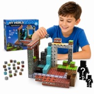 Klocki magnetyczne Minecraft 184 elementy 2 figurki dla dzieci 6 lat +