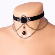 Choker Goth Róża Łańcuszki Czarny Naszyjnik Alt Retro