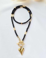 Naszyjnik- Czarny Turmalin i Cytryn- Toogle Serce