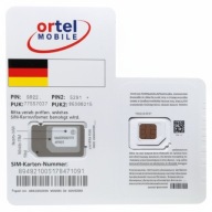 Ortel DE niemiecki Starter Karta SIM Card PrePaid + €0.00