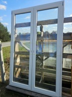 OKNO/DRZWI Balkonowe Dwuskrzydłowe Plastikowe PCV 159x240cm Białe/Grafit