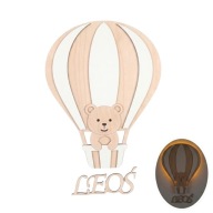 Drewniana Lampka Nocna LED Balon z Misiem Personalizowana Imię Prezent