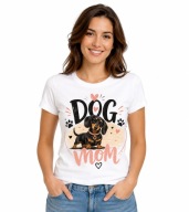 Koszulka DOG MOM Jamnik Damska – Śmieszny T-Shirt dla Właścicielki Psa