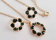 WISIOR POZŁACANY Z KOLCZYKAMI ZIELONY KRYSZTAŁ