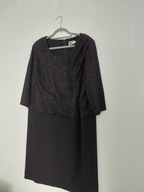 Czarna elegancka sukienka midi z koronką plus size 54