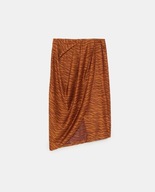 Z A R A spódnica midi panterka ołówkowa drapowana boho asymetryczna długa