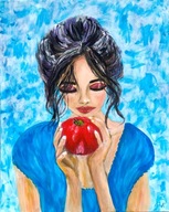 Obraz jabłko kobieta malowany ręcznie 50x40 /75 Patryk Mit
