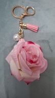 breloczek vintage róża różowy złoty duży boho modny zapinka przypinka