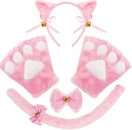 STRÓJ DLA DZIEWCZYNKI KOTEK PRZEBRANIE KOTA USZKA ŁAPKI OGONEK RÓŻOWY