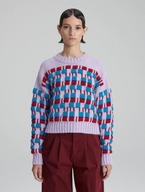 Reserved Monika Brodka sweter wełniany fioletowy ugly wzór print lawendowy