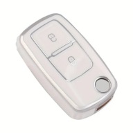 Biało-srebrne etui na kluczyk VW Passat Golf Polo Skoda Seat - 2 przyciski
