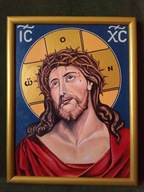 Jezus Chrystus - ręcznie malowana ikona / obraz malowany na płótnie
