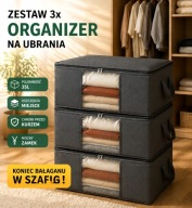 Zestaw 3x Organizer na ubrania 35L do szafy pościel składany