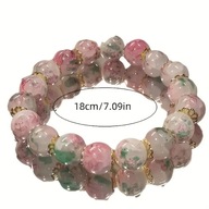 BRANSOLETKA DIAMENTY KWIAT WIŚNI SZKLANA BOHO MODNA DIAMENCIKI VINTAGE