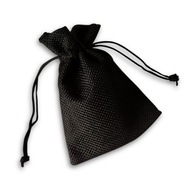 Woreczek Jutowy Czarny ze Sznurkiem na Biżuterię Drobiazgi Ozdobny 12x9cm