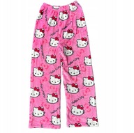 Spodnie Hello Kitty Pluszowe Ciepłe Piżamy Białe M/L