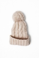 Jasnoróżowa czapka z pomponem Tally Weijl pleciona zimowa pastelowa