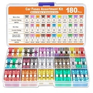 180szt Zestaw bezpieczników samochodowych 60 mini 60 standardowych 60 mikro