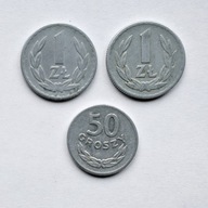 PRL 1 Złoty 1965, 1 Złoty 1966, 50 groszy 1965 ładne, poszukiwane roczniki