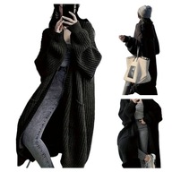 Damski Kardigan Old Money Chic do Kolan – Miękki Jesień Zima Czarny