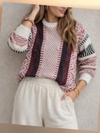 Sweter w odcieniach różu z połyskującą nitką retro vintage roz. L/XL