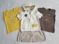 Wójcik sukienka beżowa i 2 bluzki bluza ecru jak nowe roz 128