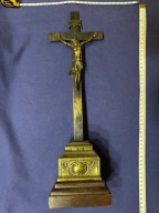 wyjątkowo piękny stary krzyż / krucyfiks mosiądz i drewno, duży i ciężki