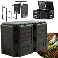 KOMPOSTOWNIK OGRODOWY 800L DWUKOMOROWY CZARNY SZYBKI ROZKŁAD BIOODPADÓW