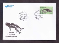 Wyspy Owcze - 1990 rok - FDC Koperta - znaczki nr 199 - wieloryb
