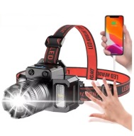 Latarka Czołowa Czołówka LED Zoom Akumulatorowa Czujnik USB POWERBANK