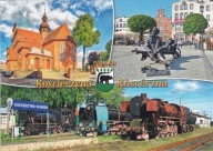 KOŚCIERZYNA - KOŚCIÓŁ - POMNIK REMUSA - MUZEUM KOLEJNICTWA - PAROWÓZ - HERB