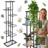 KWIETNIK STOJĄCY METALOWY WYSOKI STOJAK NA KWIATY CZARNY LOFT REGAŁ PÓŁKI