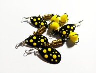 Błystka obrotowa Ubik Urania-36 obrotówka czarna w żółte kropki 3/8g