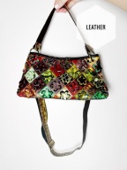 Kolorowa patchworkowa torba skóra lakierowana kwiaty Ssamzie boho vintage