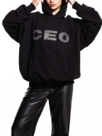 CZARNA BLUZA Z NADRUKIEM 90%BAWEŁNA, 10%POLIESTER