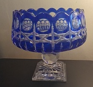 Kryształ kobaltowy owocarka patera gruby kryształ, ciężki