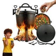 KOCIOŁEK ŻELIWNY MYŚLIWSKI HAGE 10L DOCISK NA ŚRUBY GARNEK OGNISKO