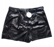 BOOHOO CZARNE SZORTY KRÓTKIE SPODENKI ROZM 46 IMITACJA SKÓRY