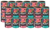 ZESTAW Rafi JUNIOR karma MOKRA dla psa MIX 2 SMAKÓW puszki 24x 400g