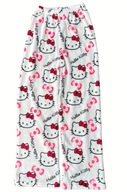 SPODNIE DAMSKIE PIŻAMOWE DRESOWE HELLO KITTY BIAŁE CIEPŁE XS GUMKA