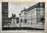 OPOLE - DYREKCJA NIEMIECKIEJ KOLEI Z POMNIKIEM POCZTY - 1941r