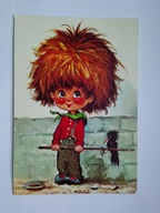 Paryski Gawrosz na ulicy z ptakiem - proj. Michel Thomas - pocztówka