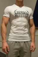 Biała koszulka kompresyjna męska treningowa siłownia S/M slim fit sportowa