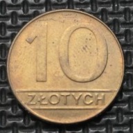 *P[0244] POLSKA 10 złotych 1990 Polska Rzeczpospolita Ludowa Orzeł, Mosiądz