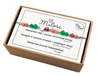 Bransoletka MIŁOŚĆ kamienie naturalne serce srebrna na prezent gratis