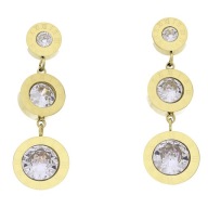 60302 KOLCZYKI złota stal chirurgiczna motyw zegara cyrkonie