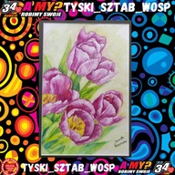 ”Tulipany różowe” akwarela na papierze Danuta Rasińska – Wołomin