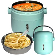 TERMOS LUNCHBOX POJEMNIK OBIADOWY NA ZUPĘ JEDZENIE + MISKA +ŁYŻKA 1L STAL P