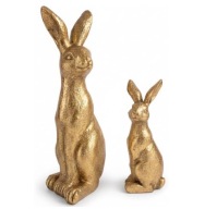ZAJĄCZKI ZŁOTE WIELKANOCNE FIGURKI DEKORACYJNE 22 CM + 13 CM 2 SZTUKI