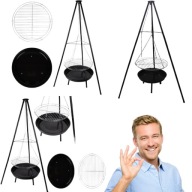 GRILL WĘGLOWY PRZENOŚNY KULISTY STALOWY RUSZT 49X49 CM TRÓJNÓG OGRODOWY